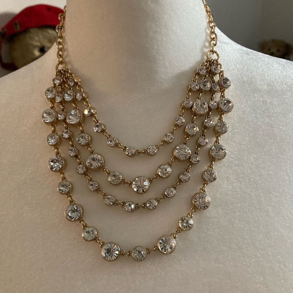 NWT J. Crew Factory Four-layer Crystal Statement Necklace - Style BB789